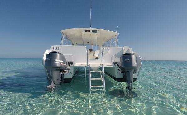 picture of our boat at Stingray City sandbar