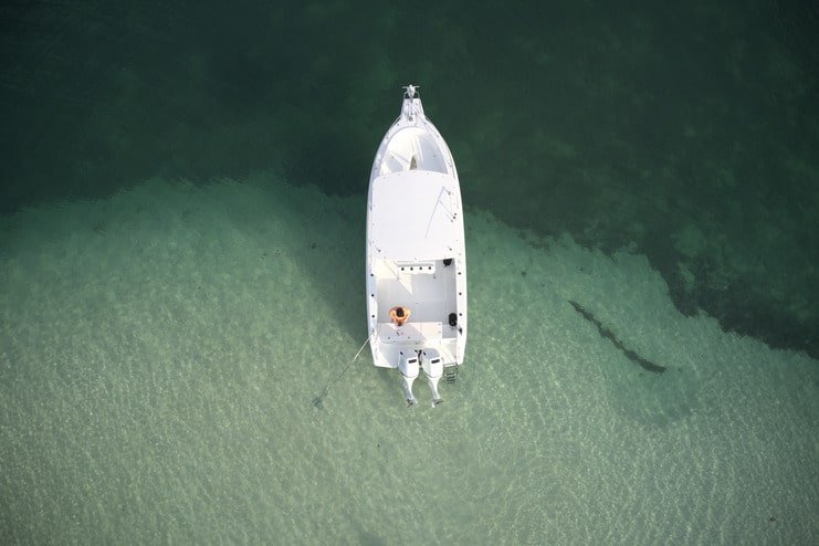 aerial image of boat in water